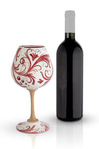 Calice in ceramica "Fantasia floreale su sfondo bianco"